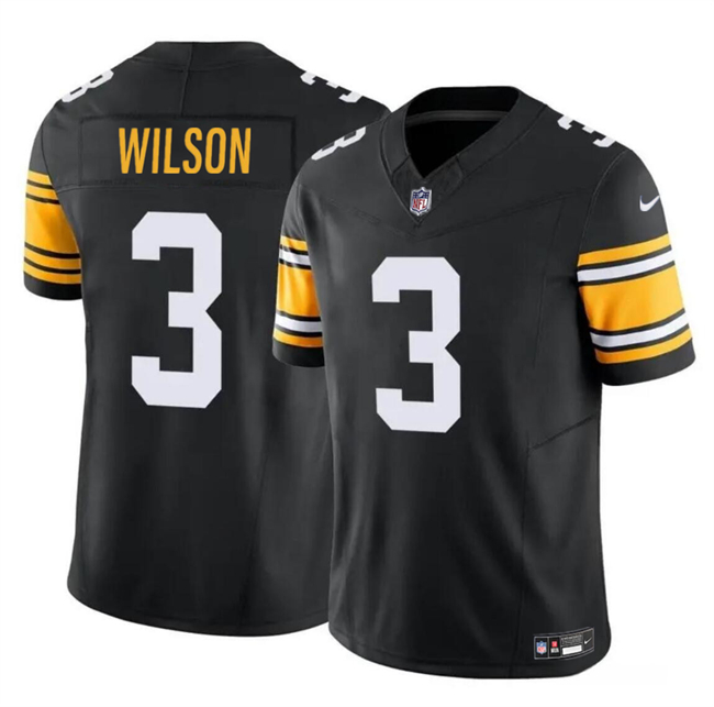 Men's Pittsburgh Steelers #3 Russell Wilson Black F.U.S.E. Vapor Untouchable Limited Football Stitched Jersey - Click Image to Close